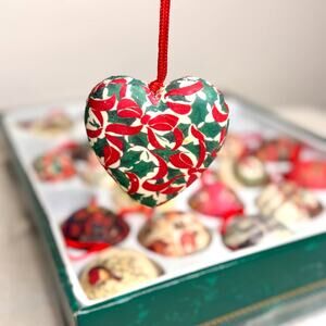 Vintage Kmart Trim A Home Ornaments Paper Mache Victorian Christmas Hearts Balls